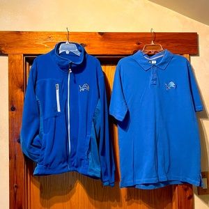 NFL Detroit Lions LG fleece zip up & XL polo
